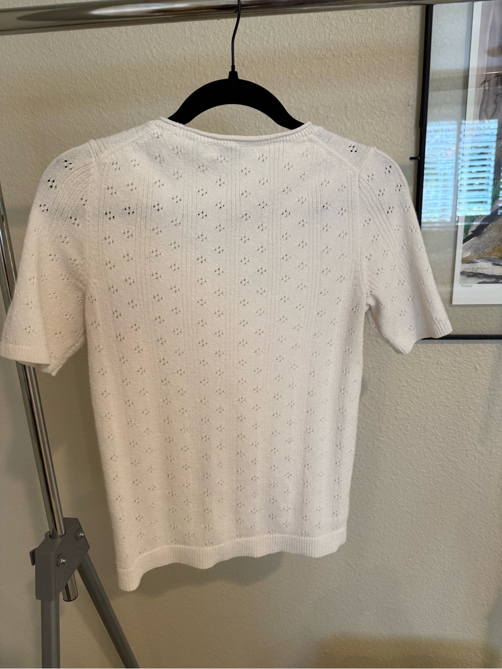 Madewell White Pointelle Knit Scoop-Neck Short Sleeve Top - Picture 2 of 4